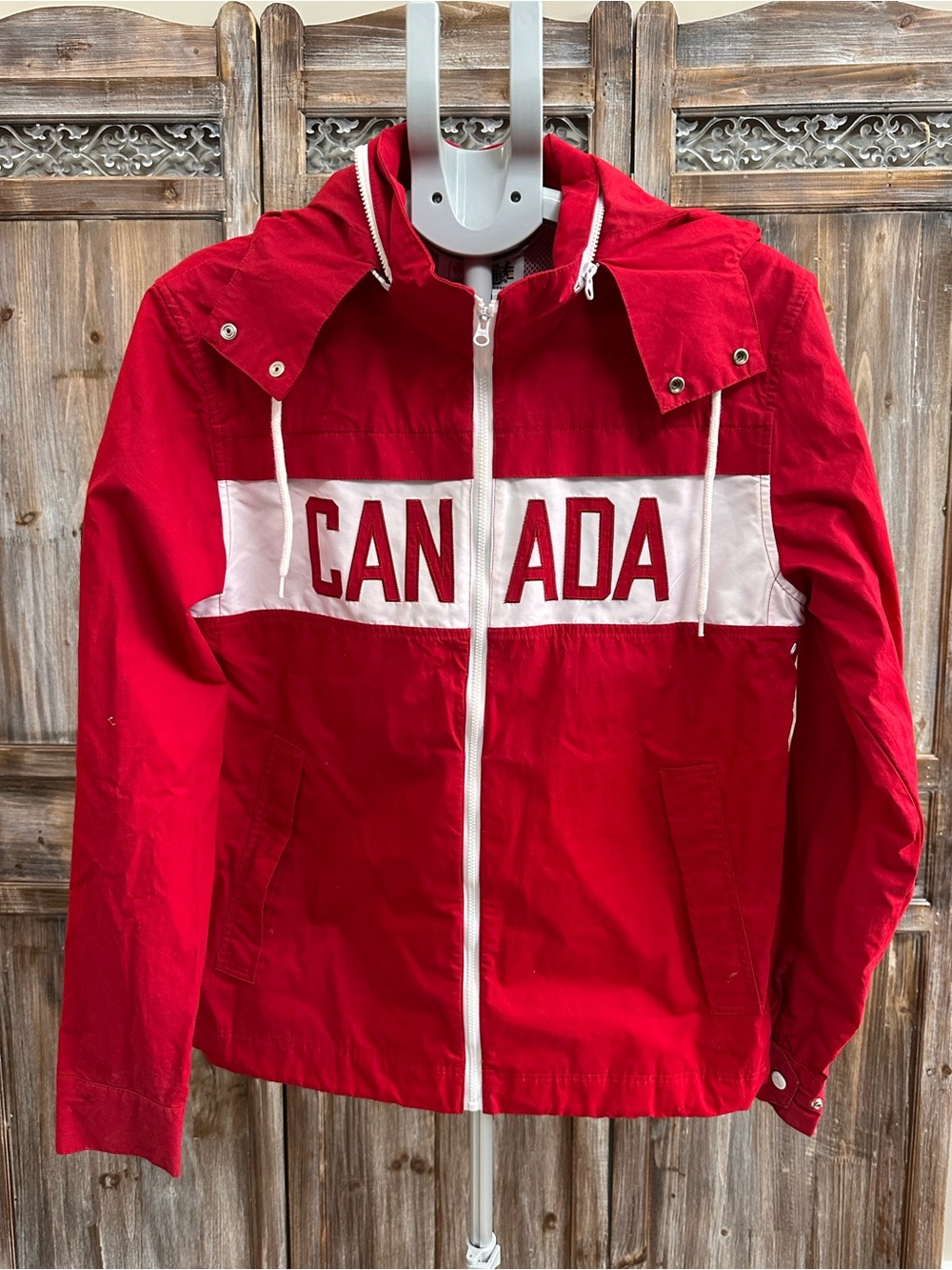 Vintage Hudson's Bay Co Team Canada Olympic Windbreaker Jacket Red White Size S
